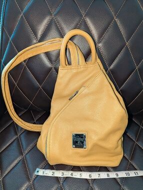 Vintage Valentina Italia Genuine Leather Yellow Sling Bag Convertible Backpack